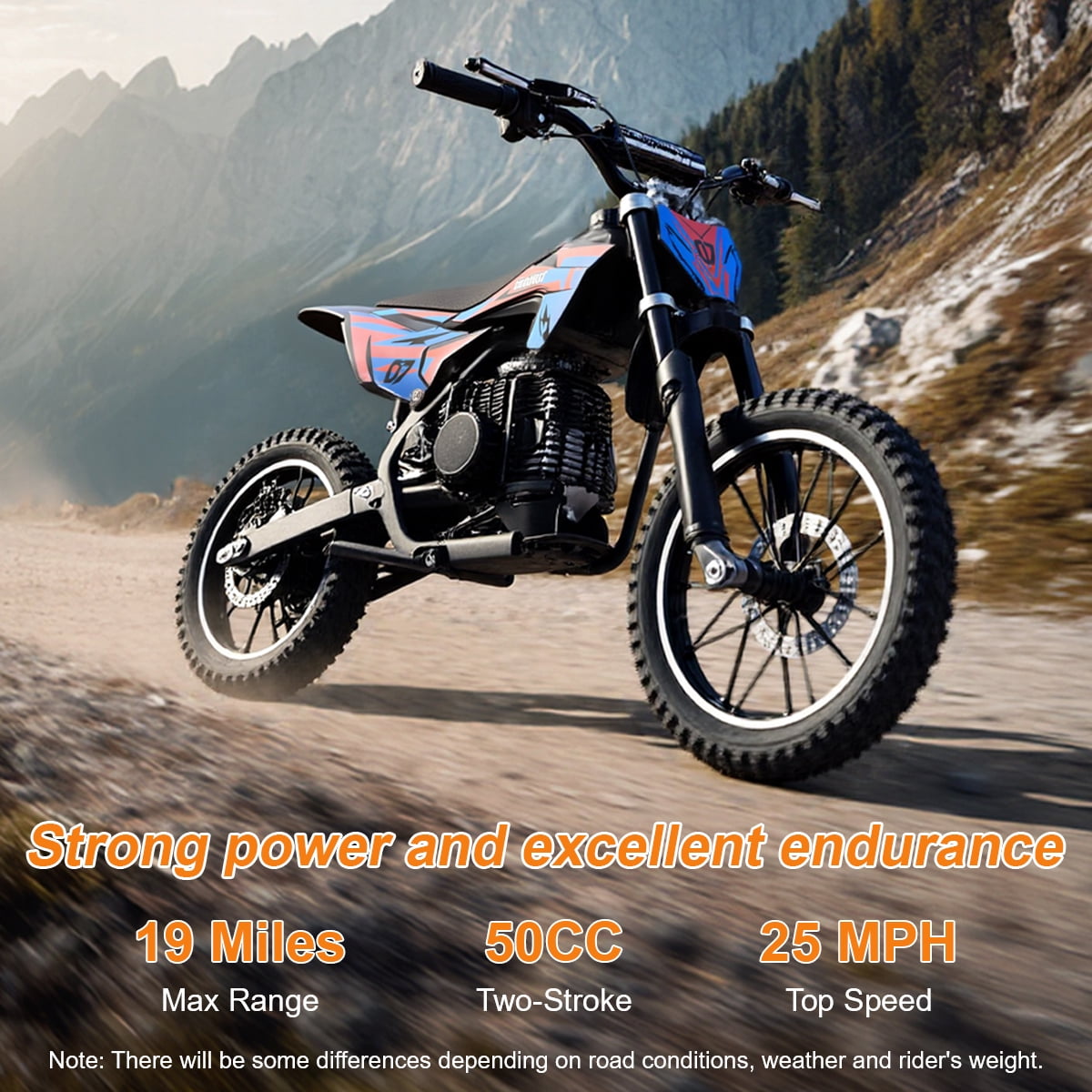 SAY YEAH Dirt Bike,50CC Gas Powered Off Road Dirt Bike for Kids 8-13,Weight Support Up to 200 LBS,25MPH Top Speed,Multicolor Red