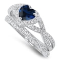 thumbnail image 3 of LaRaso & Co 1 Carat Blue Sapphire September Birthstone CZ Wedding Engagement Ring Set 925 Silver Size 7, 3 of 5