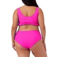 thumbnail image 4 of Agnes Orinda Women's Plus Size 2 Piece Swimsuits Tie High Waisted Ruffle Tummy Control Bathing Suits Swimwear 1X Hot Pink, 4 of 8