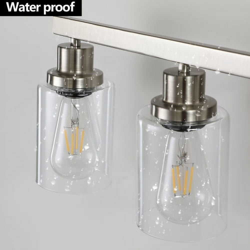 Hi-LIGHTS,Modern 8-Lights Vanity Bathroom Mirror Light with Clear Glass Shades(Bulbs Not Included),Contemporary Wall Sconce for Bathroom,Dressing Room,Bedroom,Living Room(Brushed Nickel)