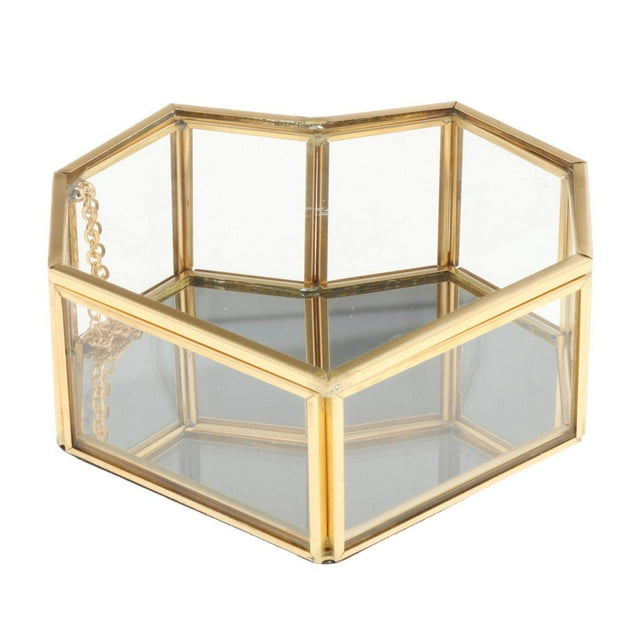 ziyahi Nordic Style Glass Storage Box Gold Display Organizer Decorative Box Tray Jewelry Cosmetics Display Box