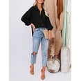 thumbnail image 2 of Womens Corduroy Loose Shirt Button Down Oversized Patchwork Blouses Jacket White and Grey XL, 2 of 9