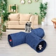 thumbnail image 2 of Juguete de para gatos de 3 vías, tubo de plegable premium de 3 vías para mascotas con oso de peluche de bola para gatos, cachorros, - AZUL SM SunniMix Túnel de gato, 2 of 7
