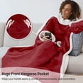 thumbnail image 4 of Sherpa Wearable Blanket with Sleeves Arms, Super Soft Warm Comfy Large Fleece Plush Sleeved TV Throws Wrap Robe Blanket for Adult Women and Men by Catalonia, Wine, 72" x 55”., 4 of 9