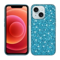Compatible with iPhone 13 Mini Glitter Plating Case, Luxury Bling Sparkly Shiny Cute Case Soft TPU Plating Bumper Raised Camera Shockproof Back Cover Wireless Charging for Women Girl, Blue