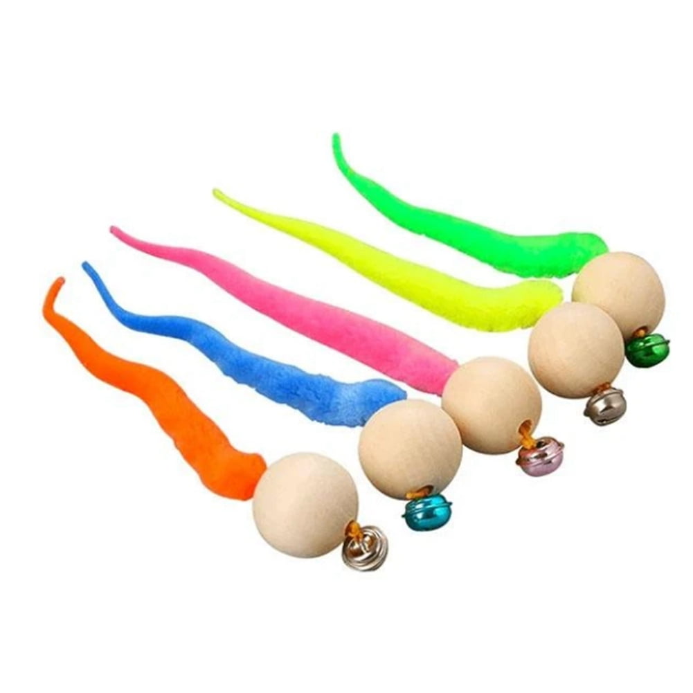 5pcs spier Cat Toy Interactive Cat Worm Ball with Bell Funny Wobbly Balls Cat Bell Toy Colourful Kitty Toy