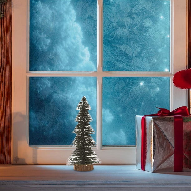 Fiudx Mini Árbol de Navidad, Exquisito Diseño de Cedro Blanco, Decoración Reutilizable para Interiores y Exteriores, Ambiente Festivo, Ideal para El Escritorio Del Hogar, Idea de Regalo Navideño, 1 P