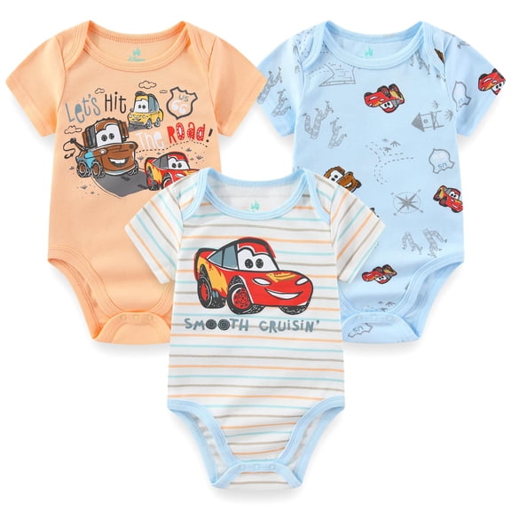Disney Cars Baby Bodysuits (Boys), 3 Pack, Sizes 3M-24M