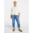 thumbnail image 2 of Terra & Sky Women's Plus Size Textured Crewneck Cardigan with Short Sleeves, Midweight, Size 0X-5X, 2 of 5