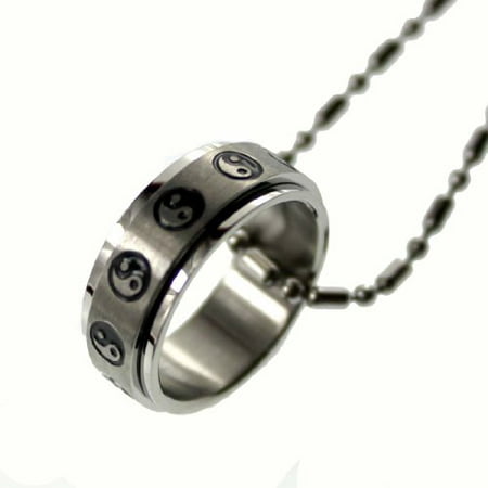 R.h. Jewelry Stainless Steel Rotating Size 9 Yin and Yang Band Ring Pendant