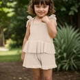 thumbnail image 2 of Godom Girls Outfit Summer Clothing Set Ruffle Tank Tops Shorts Cute Outfits to Big Kid Sizes, 2 of 7