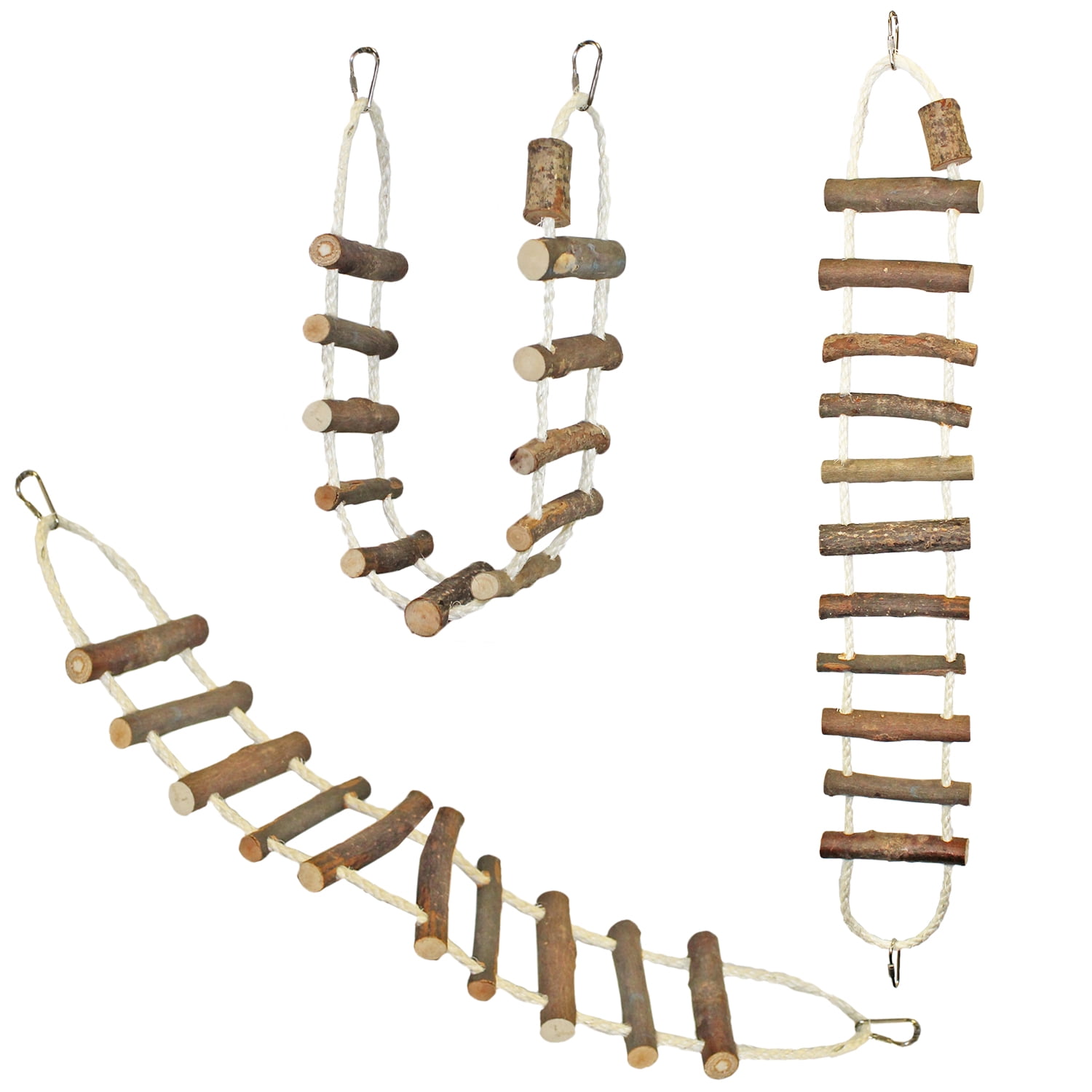 Exotic Nutrition Woodland Accessory Bundle - Natural Wood Chewing Cage Toys - Chinchilla, Hamster, Squirrel, Gerbil, & More Small Pets