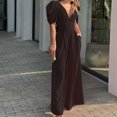 thumbnail image 2 of cfhntfmh Jumpsuit for Women Trendy Deep V Neck Petal Short Sleeve Rompers Loose Wide Leg Palazzo Pants Gong out Outfits, 2 of 6