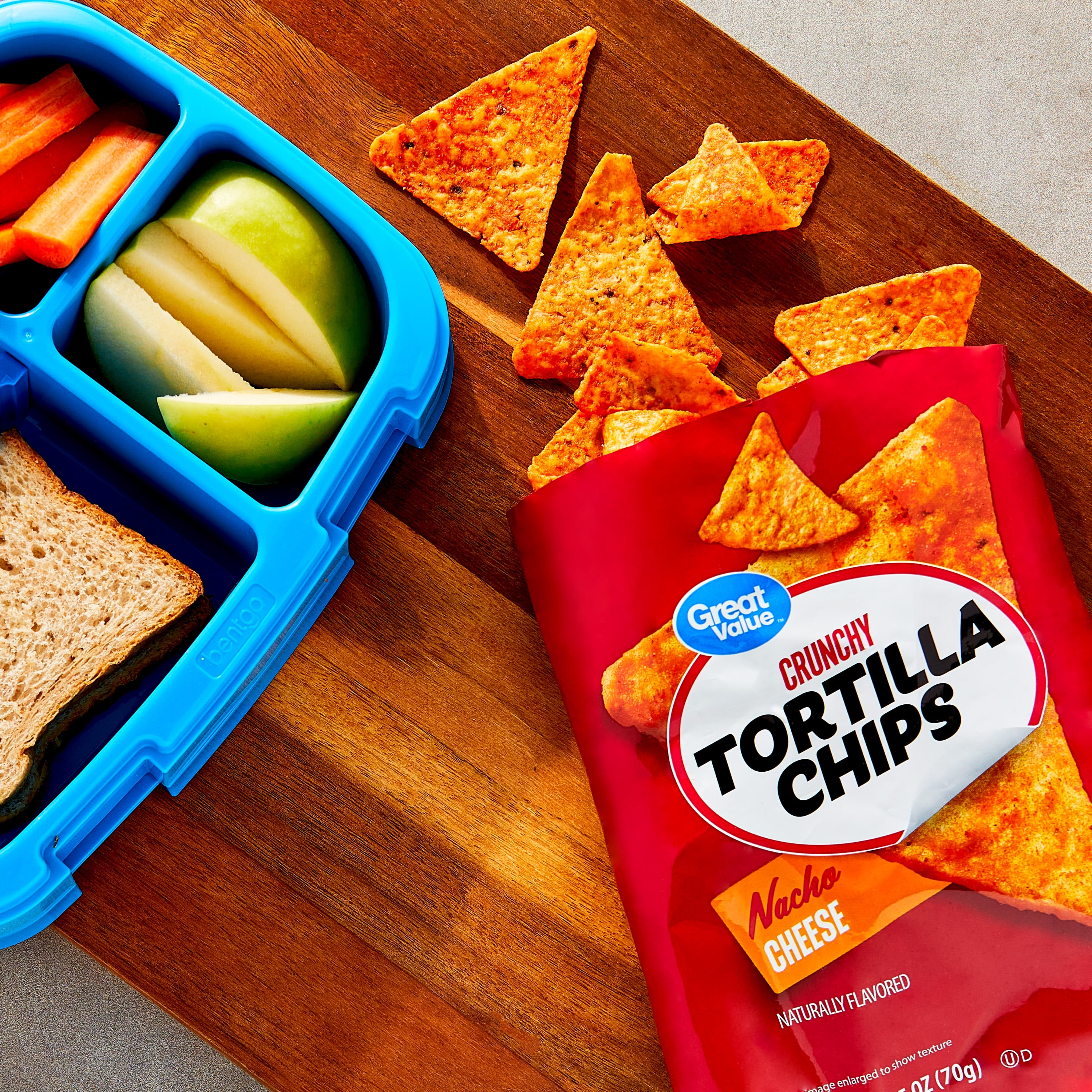 Great Value Nacho Cheese Tortilla Chips, 2.5 oz Bag