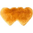 thumbnail image 2 of Double Heart Shaped Area Rug 1.1'x2.3' Fluffy Faux Sheep Skin Fur Area Rug Modern Carpet Fuzzy Rug Mat for Living Room Bedroom Home Decor, Beige, 2 of 3