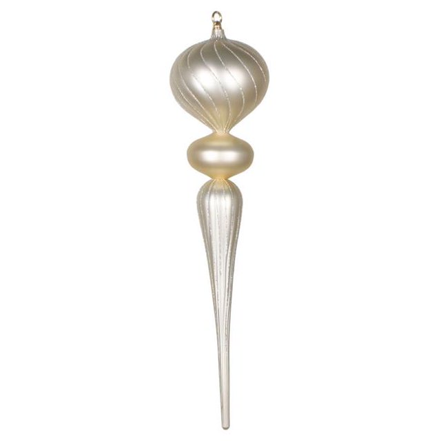 Vickerman MT195438 Ornement Matte Glitter Finial Champagne 25 Po.