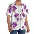 thumbnail image 2 of Balery Orchids Flowers Camisa Casual de Manga Corta con Botones para Hombre, Texturizada, Estilo Cubano, para Playa, Verano-Large, 2 of 5