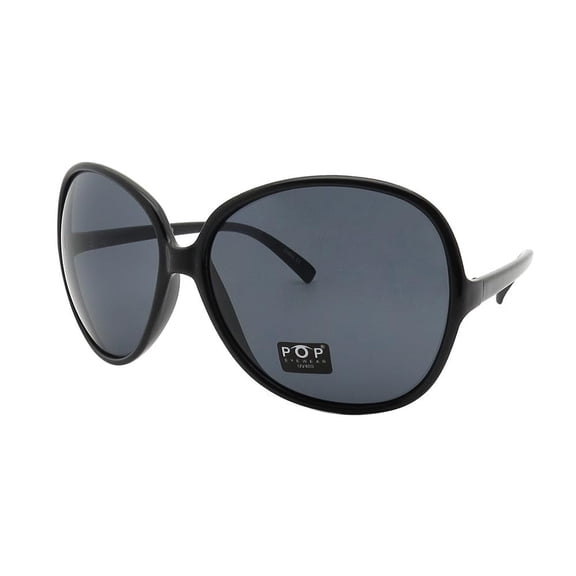 Pop Fashionwear Jackie O Round Women's Oversized Celebrity Vintage Retro Sunglasses (Black)