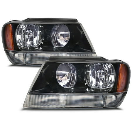Jeep Grand Cherokee Corner Light - 1999-2004 Jeep Grand Cherokee Headlights Set w/Xenon Bulbs CH2502138 & CH2503138