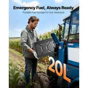 VEVOR Metal Fuel Container, 5.3 Gallon, Fuel Jerry Can with Spout and Comfort Handle, 6 L/min Max Flow Rate, Leakproof & Corrosion-resistant Metal Gas Tank Most Cars Motorcycle ATV UTV, Black