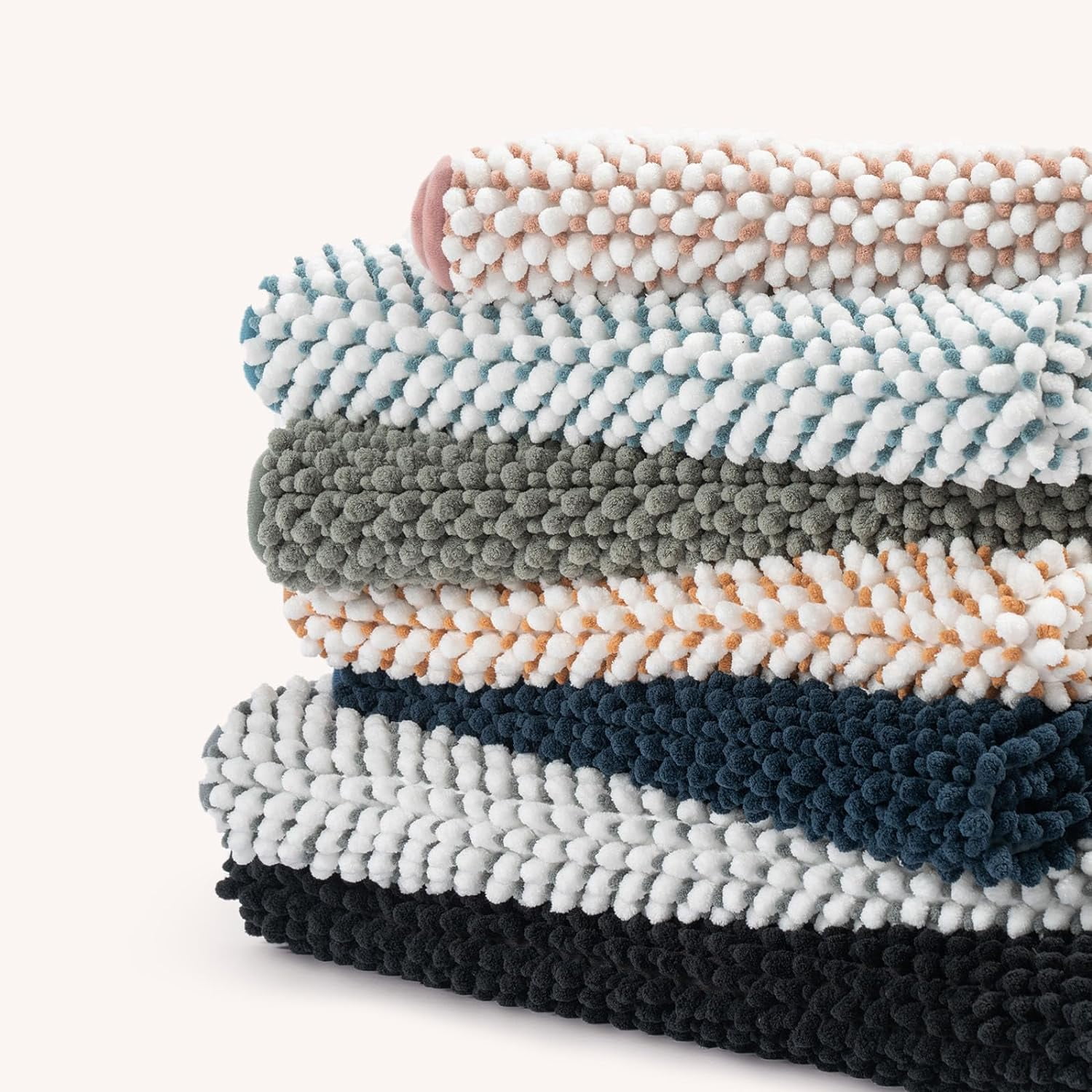 FRESHMINT Chenille Bathroom Rugs 2 Piece Set - Non-Slip Water Absorbent 17''x24''+20''x32''+ Bath Mats, Sage Green