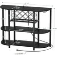thumbnail image 3 of iSunirm 3-Tier Wine Bar Cabinet with Power Outlets and LED Lights, Bar Table Coffee Bar with Glass Holder & Liquor Storage Rack for Kitchen, Living Room, Black, 3 of 9