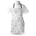 thumbnail image 3 of Grey Apron Shabby Chic Medieval Slavic Monochrome Rose Petals Florets Ethnic Fragrance Work of Art, Unisex Kitchen Bib Apron with Adjustable Neck for Cooking Baking Gardening, White, by Ambesonne, 3 of 3