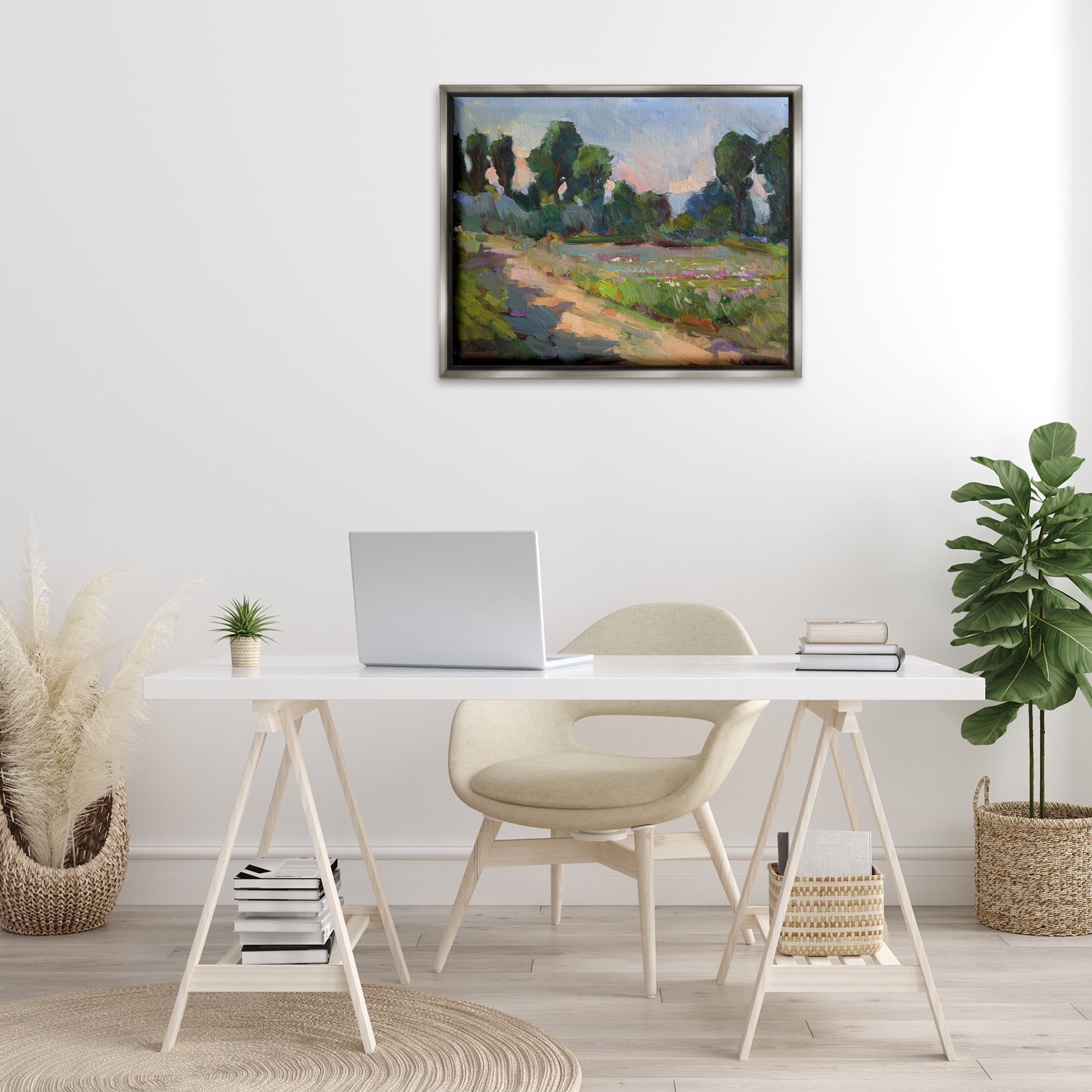 Stupell Industries Idaho Spring Tree Grove Landscape & Nature Painting Gray Floater Framed Canvas Art Print Wall Art, 31 x 25