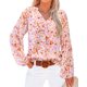 thumbnail image 1 of Blusa BTFBM Boho con estampado floral y cuello en V de gasa para mujer, 1 of 5