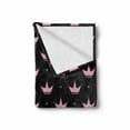 thumbnail image 2 of Crown Soft Flannel Fleece Throw Blanket, Repetitive Stars Cartoonish Elements on a Dark Background Royal Feels, Cozy Plush for Indoor and Outdoor Use, 70" x 90", Pale Pink Charcoal Grey, by Ambesonne, 2 of 6