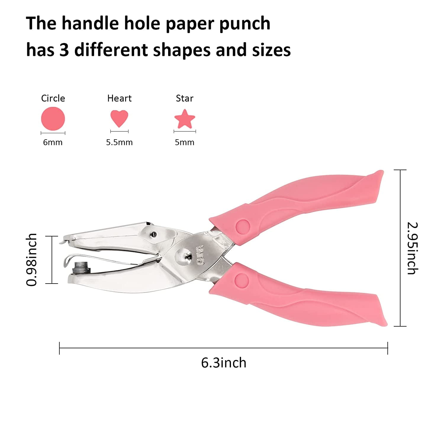 3-Piece Metal Single Hole Paper Punch - DIY held with Circle/Star/Heart-Shaped Makers