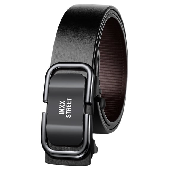 INXX Men's Automatic Buckle Belt, Black, Business Casual, Durable and Stylish, Gift Boxed, Size 39-41, Width 1.5 Inches