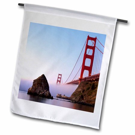 3dRose California, San Francisco. Golden Gate Bridge - US05 RJA0081 - Rebecca Jackrel - Garden Flag, 12 by 18-inch