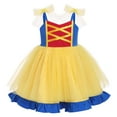 thumbnail image 3 of FYMNSI Little Girls Polka Dots Tulle Spliced Dresses Birthday Party Princess Tutu Dress Bowknot Headband Christmas Outfit 5-6T Yellow, 3 of 9