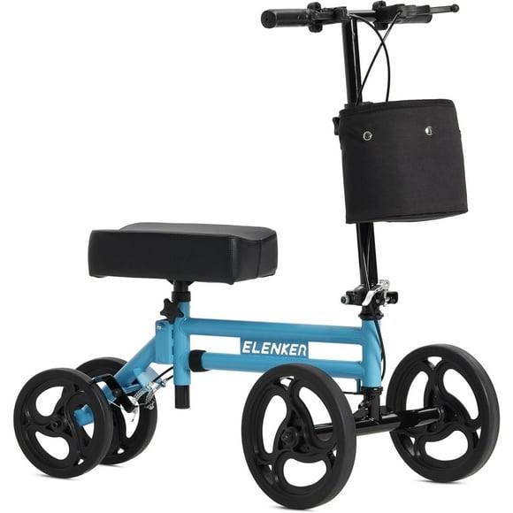 ELENKER Folding Knee Walker, Lightweight Knee Scooter for Ankle & Foot Injuries, Alternative to Crutches, Blue