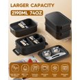 thumbnail image 3 of Set de Lonchera Bento KEMETHY 74oz 3 Niveles Antigoteo Negra, 3 of 8