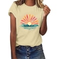 thumbnail image 2 of Tittly T Shirts for Women Graphic Tees Women's Loose Printed Short Sleeved Shirt Summer Casual Cotton Short Sleeved Shirt Tshirts Shirts Spring Tops for Women Beige L, 2 of 6