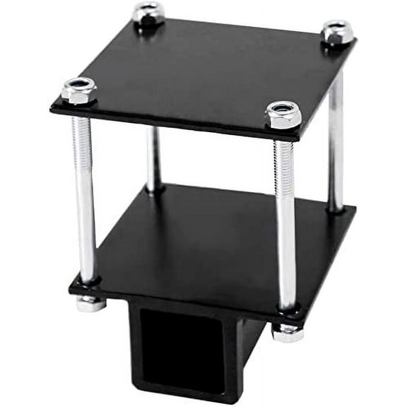 eVerHITCH 4" RV Bumper Adapter 2'' Hitch Receiver Bike Rack Cargo with Stainless Steel Bolts (2" Hitch Receiver, Black)