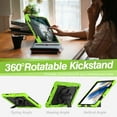 thumbnail image 3 of Dteck Heavy Case for Samsung Galaxy Tab A8 10.5 inch 2022 Tablet SM-X200/X205/207 with Built-in Screen Protector, Rugged Shockproof Kickstand Case with Shoulder Strap / Rotate Hand Strap,Green + Black, 3 of 6