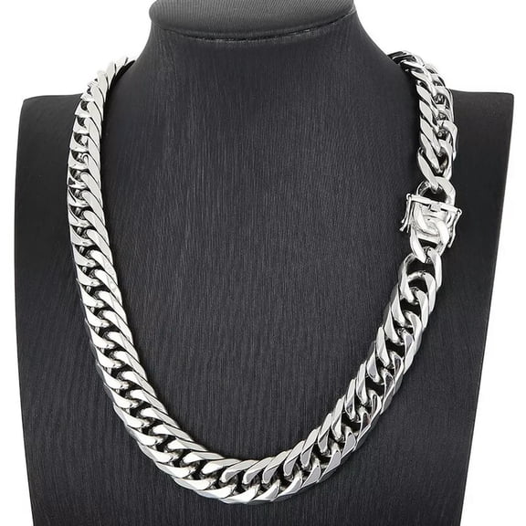 HOOUN 212g Heavyweight 16mm 24'' Mens Necklace Huge Large Miami Chain Stainless Steel