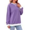 thumbnail image 3 of Fantaslook Color Block Sweatshirts for Women Crewneck Long Sleeve Oversized Pullover Tops Casual Fall Outfits, 3 of 9