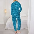 thumbnail image 5 of Disketp Pajamas Set Long Sleeve Sleepwear Womens Button Down Nightwear Pj Sets-Blue Glitter, 5 of 9