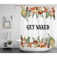 thumbnail image 1 of HVEST Get Naked Mushroom Shower Curtain, Colorful Plant Watercolor Mushroom Green Leaves and Funny Words Shower Curtain Bathroom Polyester Fabric Decor Curtain with Hooks,60X72 inch, 1 of 5