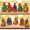 thumbnail image 4 of Rajasthani Male & Female Musician Band Bawla Set of 10 Figurine/Puppets Made From Recycled Material (Approx.28 x 5 x 11 Cm), Decorative Statue, 4 of 5