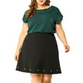 thumbnail image 5 of MODA NOVA Juniors' Plus Size Tops Boat Neck Flutter Sleeve Chiffon Top 1X Dark Green, 5 of 7