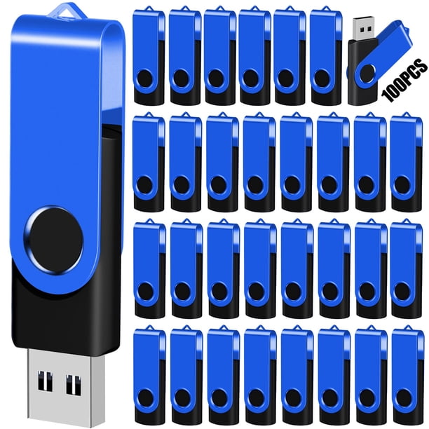 Unidad flash EASTBULL USB de 8 GB, paquete de 100 con cordones, azul