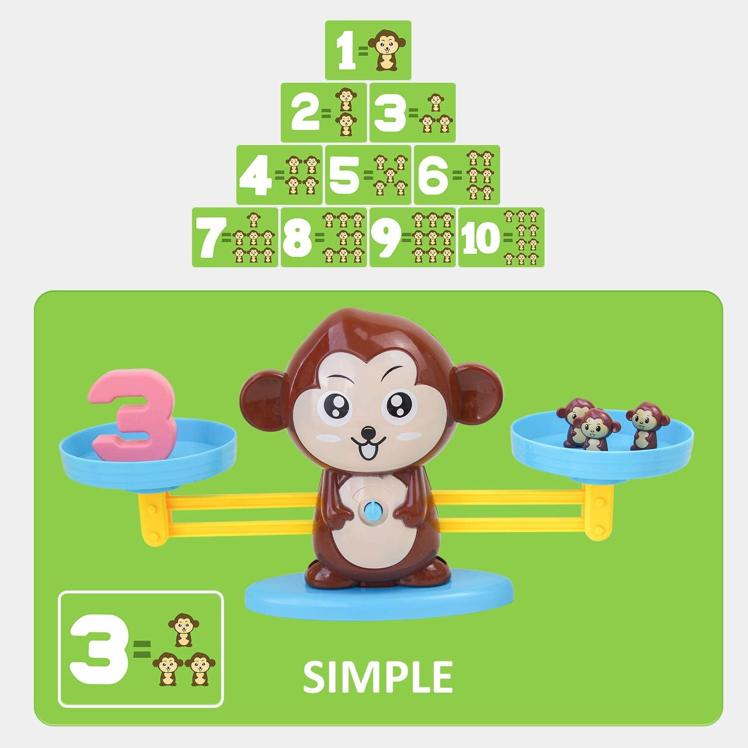 Math Game, Monkey Balance Counting Toys Teaching Preschool Educational