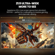 CRUA 34 WQHD 165Hz Utrawide Gaming Monitor,3440x1440 21:9 IPS Gaming Monitor,Build-in Speakers,120% sRGB,AMD FreeSync,HDMI & DP,Wall Mount Mount - White
