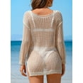 thumbnail image 4 of Charmo Womens Crochet Swim Cover Up Knitted Hollow Out Long Sleeve Swimsuit Coverup Beachwear, 4 of 6