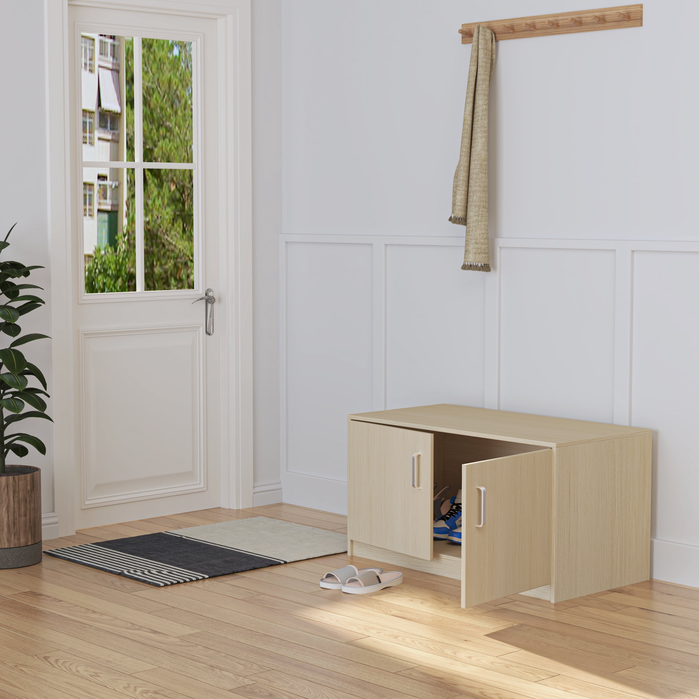 SUREGO Furniture-Style Hamster Cage, Deluxe Independent Wooden Storage Cabinet, Small Animal Cage for Large Size Rat Gerbil Guinea Pig Hamster, Openable Top, Front Door, Storage Shelf, Teak
